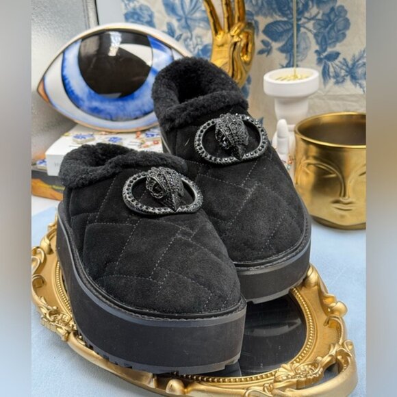 🆕 KURT GEIGER LONDON 🧿 NWOB Chelsea Suede Flatfom Slippers, Sz EU37 US 7 - Picture 8 of 15